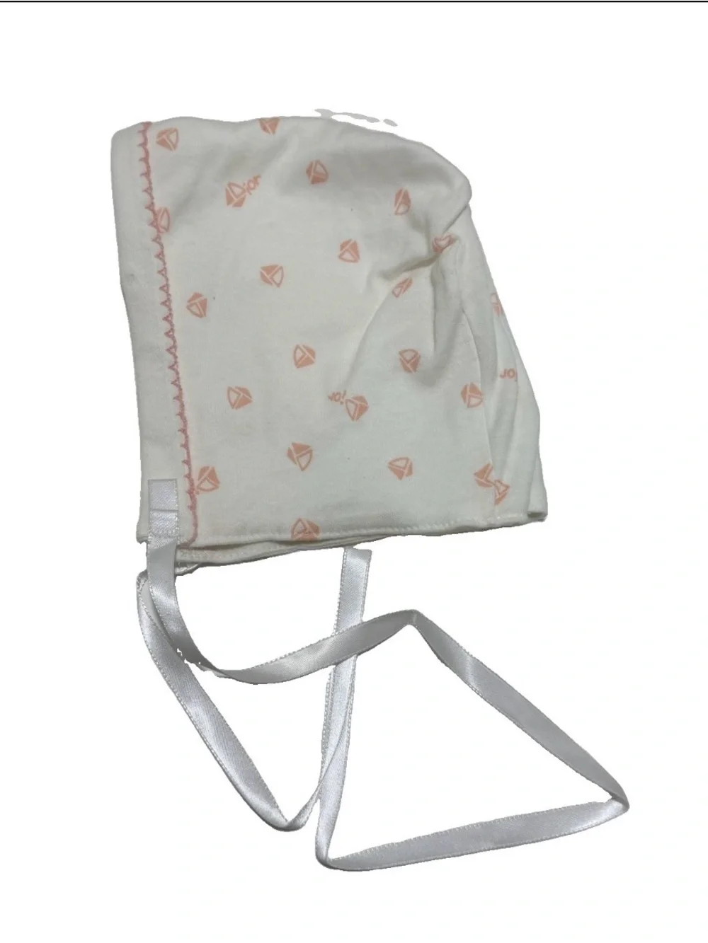 Baby Dior Girls White Pink Logo Bonnet Hat Designer